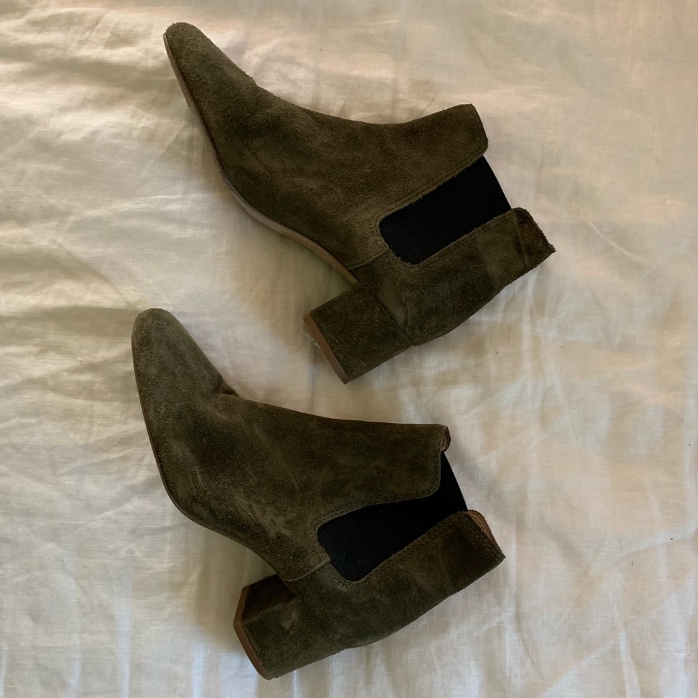 Madewell Suede Olive Ankle Booties